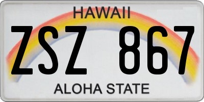 HI license plate ZSZ867