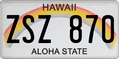 HI license plate ZSZ870