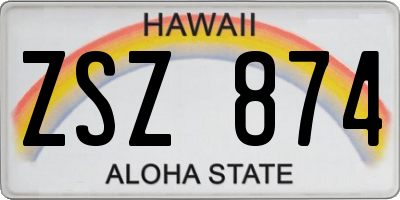 HI license plate ZSZ874