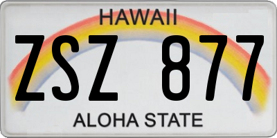 HI license plate ZSZ877
