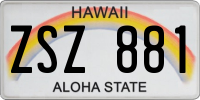 HI license plate ZSZ881
