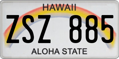 HI license plate ZSZ885