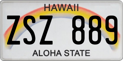 HI license plate ZSZ889