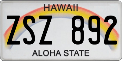 HI license plate ZSZ892