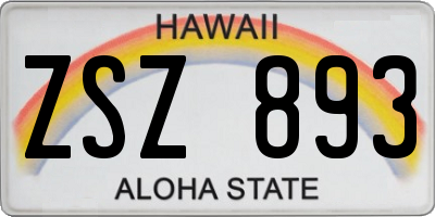 HI license plate ZSZ893