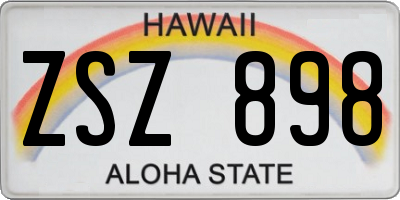 HI license plate ZSZ898