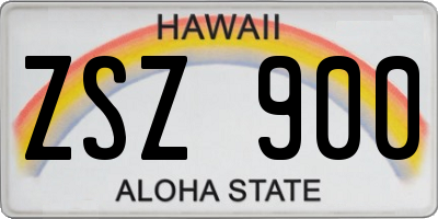 HI license plate ZSZ900