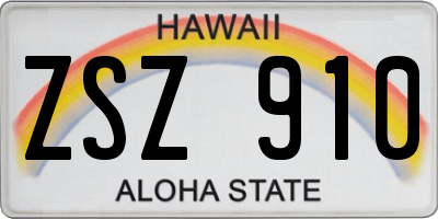 HI license plate ZSZ910