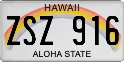 HI license plate ZSZ916