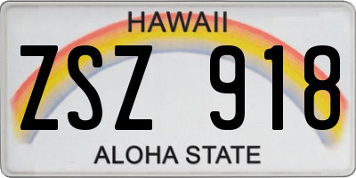 HI license plate ZSZ918