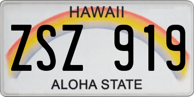 HI license plate ZSZ919