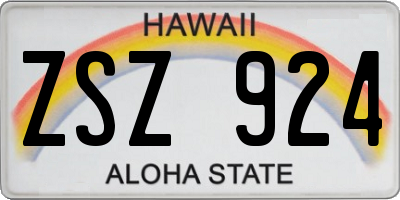 HI license plate ZSZ924