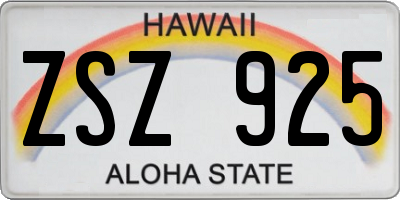HI license plate ZSZ925