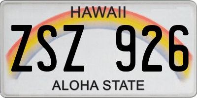 HI license plate ZSZ926