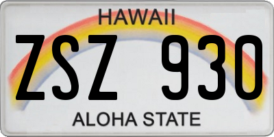 HI license plate ZSZ930
