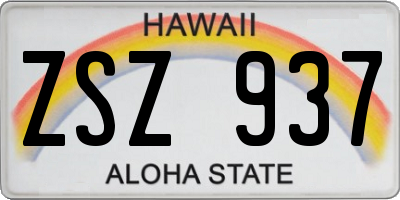 HI license plate ZSZ937