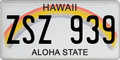 HI license plate ZSZ939