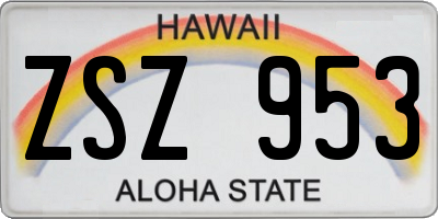 HI license plate ZSZ953