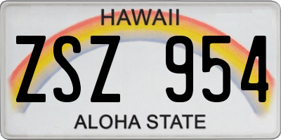 HI license plate ZSZ954