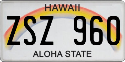 HI license plate ZSZ960
