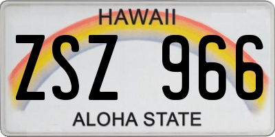 HI license plate ZSZ966