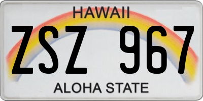 HI license plate ZSZ967