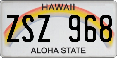 HI license plate ZSZ968