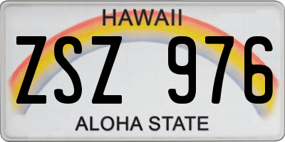 HI license plate ZSZ976