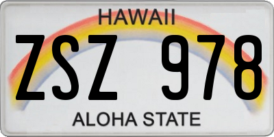 HI license plate ZSZ978