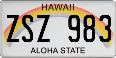 HI license plate ZSZ983