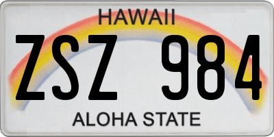 HI license plate ZSZ984