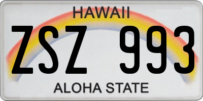 HI license plate ZSZ993