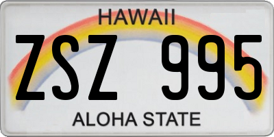 HI license plate ZSZ995