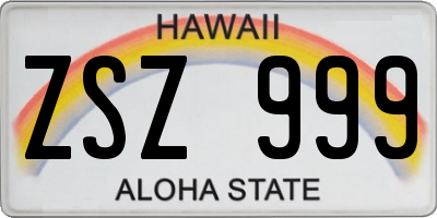 HI license plate ZSZ999