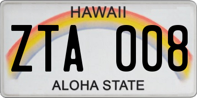 HI license plate ZTA008