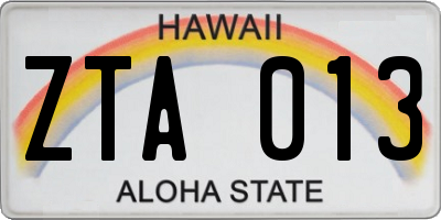HI license plate ZTA013