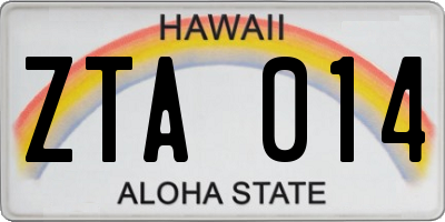 HI license plate ZTA014