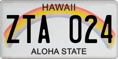 HI license plate ZTA024