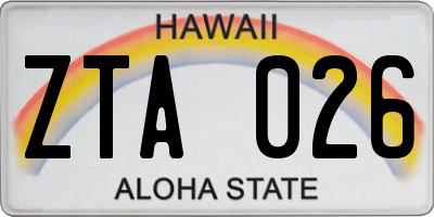HI license plate ZTA026