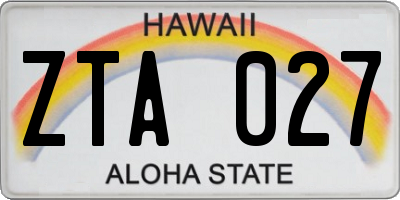 HI license plate ZTA027