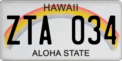HI license plate ZTA034