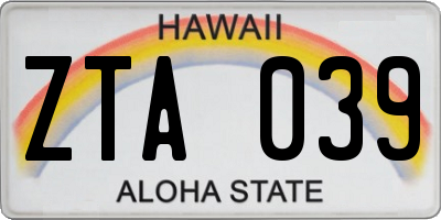 HI license plate ZTA039