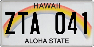 HI license plate ZTA041