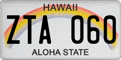 HI license plate ZTA060
