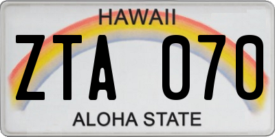 HI license plate ZTA070