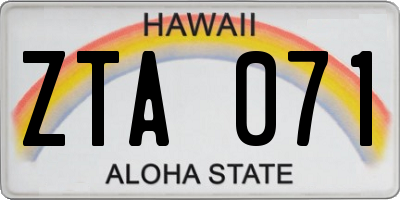HI license plate ZTA071