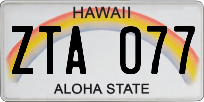 HI license plate ZTA077