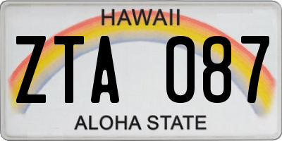 HI license plate ZTA087