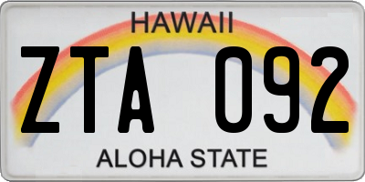 HI license plate ZTA092