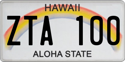 HI license plate ZTA100